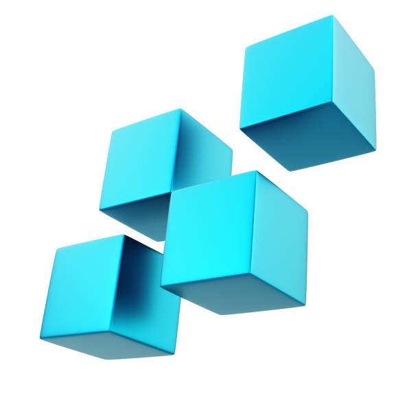 istock Abstract geometrical shape with blue cubes isolated on white background 1723360219