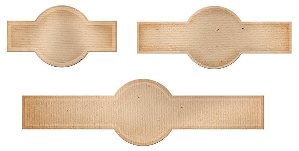 Three brown vintage paper labels on a white background
