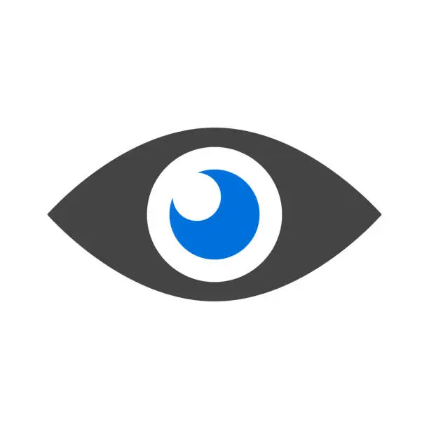 Vector illustration of Blue eye icon. View. Vector.