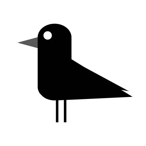 Vector illustration of Simple crow silhouette icon. Black bird icon. Vector.