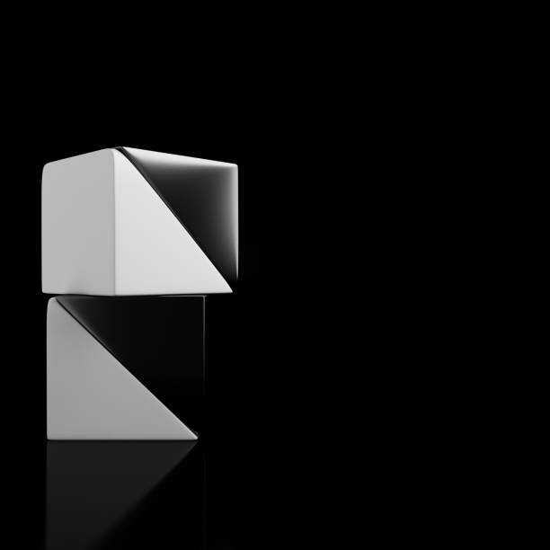 istock Abstract minimal background. Two black and white triangle shapes maded from triangles 1723365416