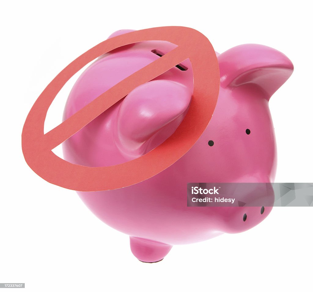No Savings Piggy bank with an anti symbol on (not a digital composite) Banking Stock Photo