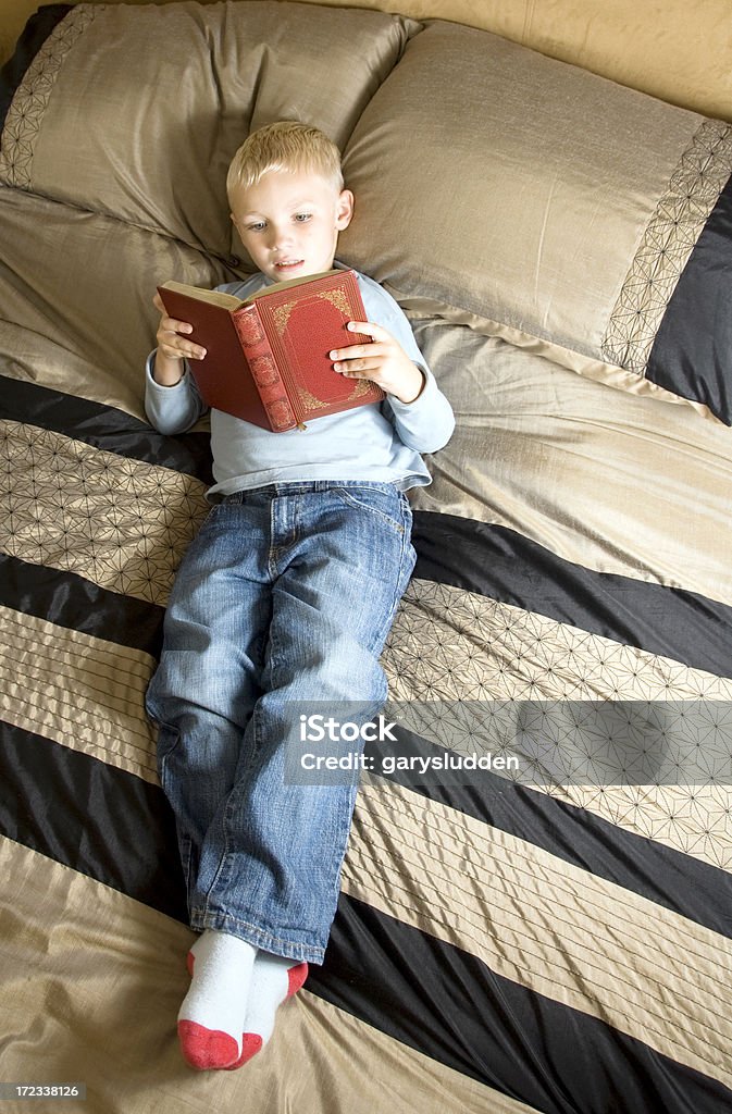 남자아이 독서모드 - 로열티 프리 4-5세 스톡 사진