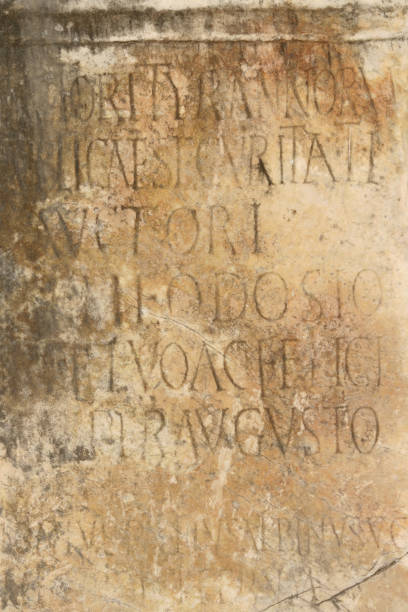 istock Ancient Roman Stone with latin text 172338610
