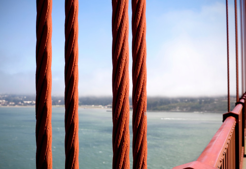 Golden Gate bridge close up of cables.