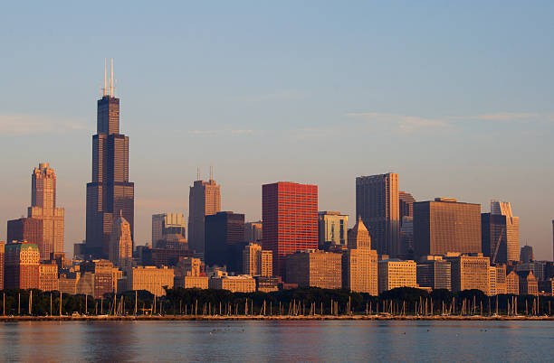 istock Chicago skyline seen from Lake Michigan at dusk 172339039