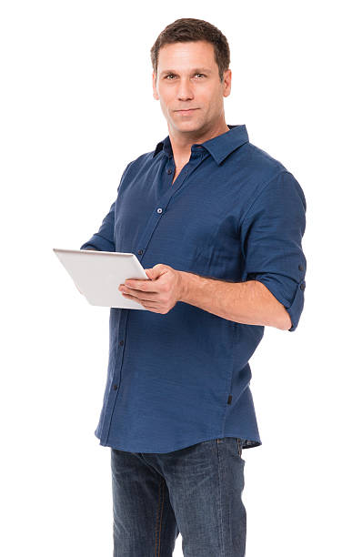 istock Casual Dressed Man with Digital Tablet Isolated on White Background 172340692