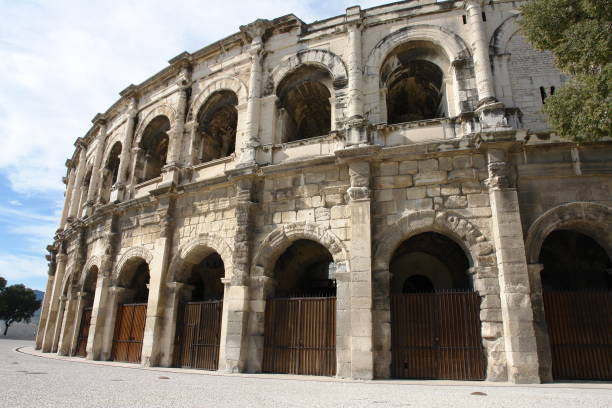 Exterior detail of a coliseum in Nimes France that dates back as far as 100-200 A.D.