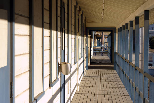 hallway at abandoned building stock photo