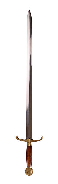 istock Wood-handled Steel Sword on White Background 172341530