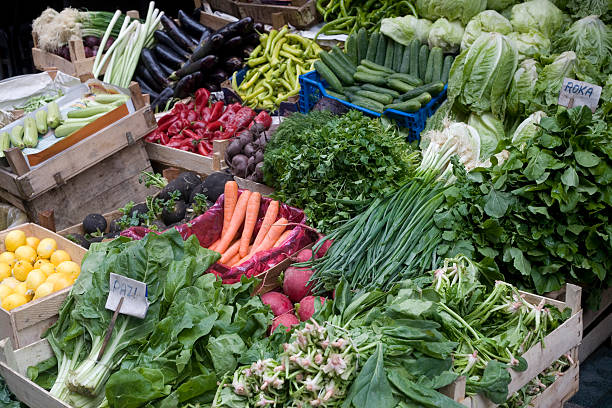 Vegetables on a market stand