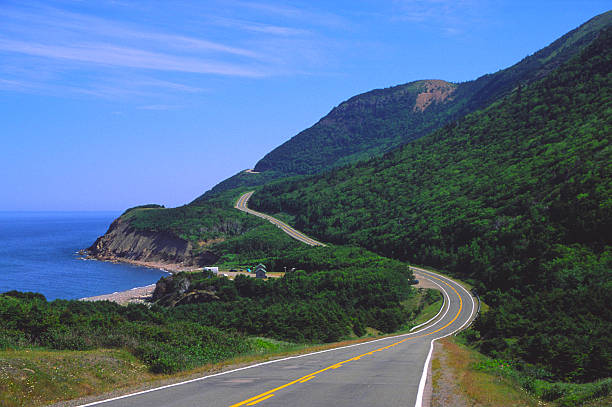 Cabot Trail Nova Scotia "Cabot Trail, Cape Breton National Park, Nova ScotiaMore images of Canada" cabot trail stock pictures, royalty-free photos & images