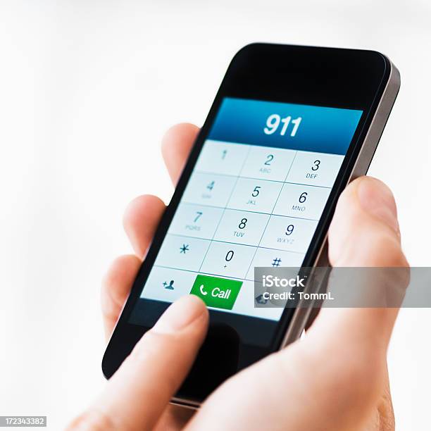 Dial 911 On Smart Phone Stock Photo - Download Image Now - Emergency Services Occupation, Mobile Phone, Telephone