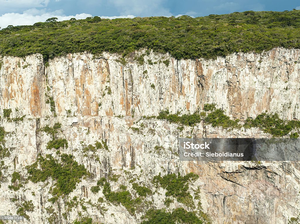 800 metros de alto sólida de la pared de rocas en Itaimbezinho Canyon, Brasil. - Foto de stock de Acantilado libre de derechos