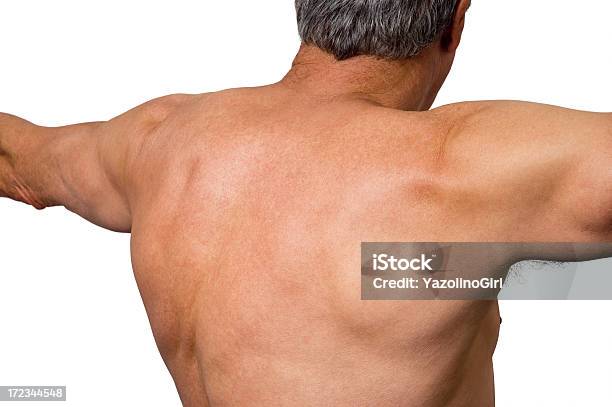Senior Athlete Upper Back Stock Photo - Download Image Now - Rear View, Back, Senior Adult