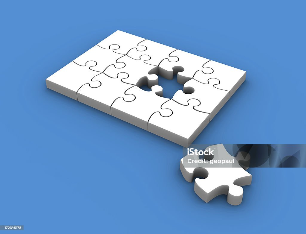 Jigsaw puzzle su blu XXL - Foto stock royalty-free di Affari