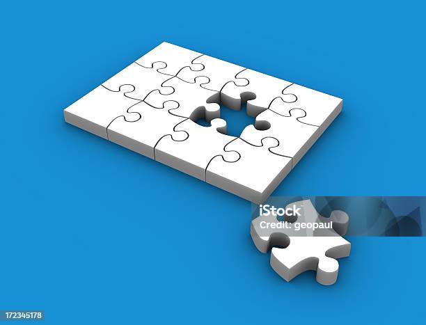 Jigsaw Puzzle Su Blu Xxl - Fotografie stock e altre immagini di Affari - Affari, Assenza, Composizione orizzontale