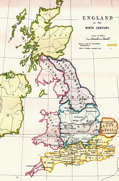 영국 올라간다고 - map uk scotland anglo saxon stock illustrations