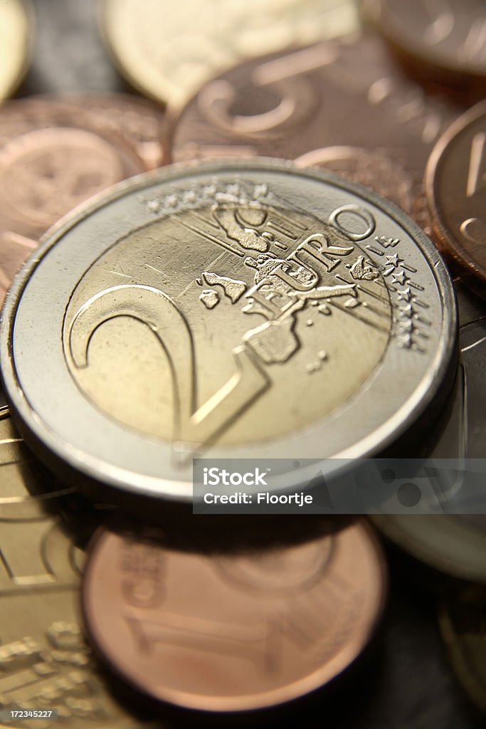 머니: 유로 동전 - 로열티 프리 2 유로 동전 스톡 사진