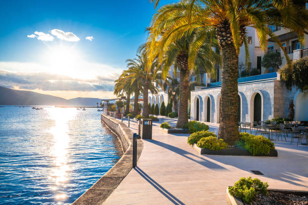 Luxury coastline of Town of Tivat Luxury coastline of Town of Tivat, archipelago of Montenegro montenegro stock pictures, royalty-free photos & images