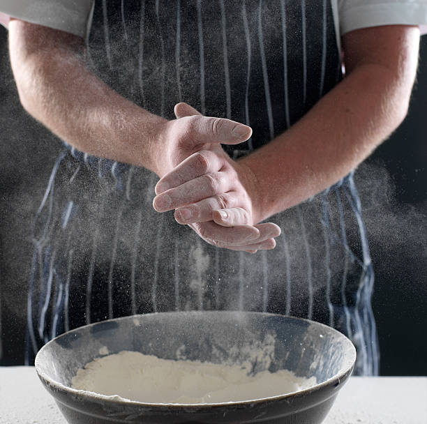 chef making bread stock photo