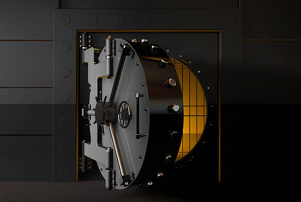 istock A round bank vault door slightly open 172346330