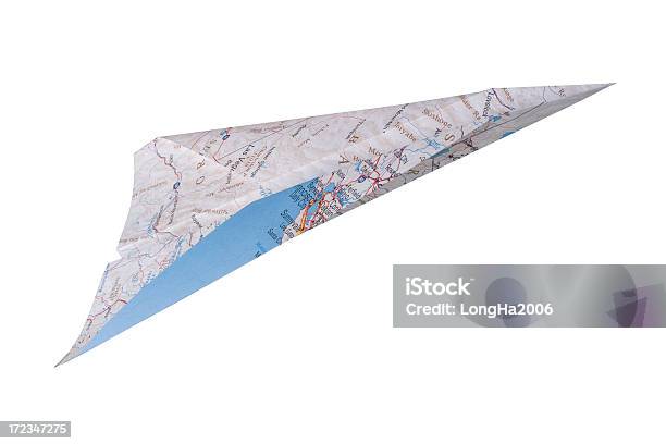 Map Paper Airplane Stock Photo - Download Image Now - Aircraft Wing, Airplane, Business