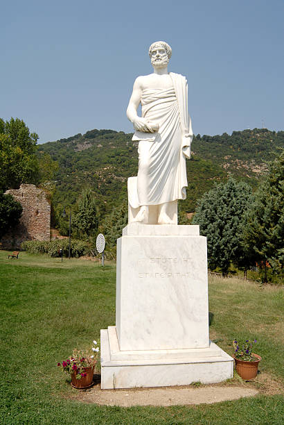 Aristotle, the philosopher ancient Greek philosopher. This is his statue, located in Aristotle`s park, Stagira, Halkidiki, Greece aristotle stock pictures, royalty-free photos & images