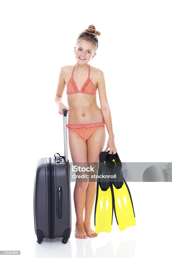 Pretty young girl listo para vacaciones en la playa - Foto de stock de Biquini libre de derechos