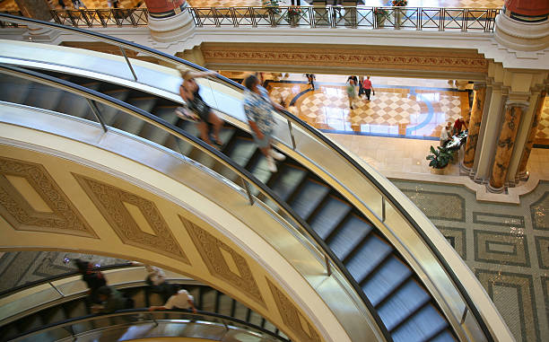 Escalator In Indoor Shopping Mall stock photo