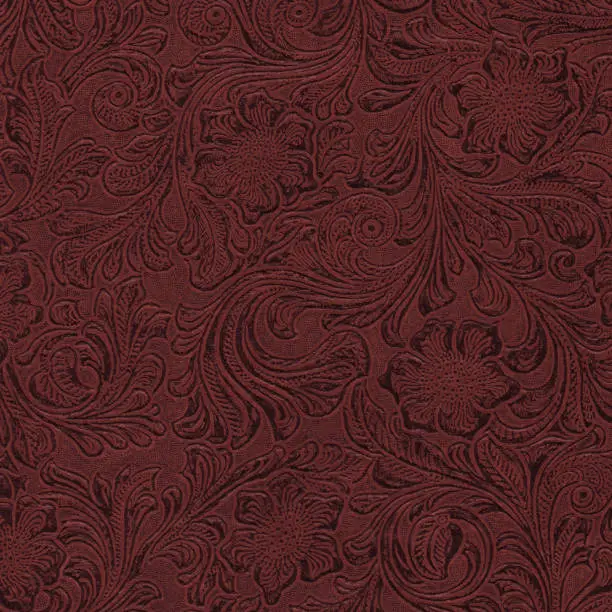 "Very detailed image of scroll patter on leather texture, high resolution with plenty of detail!"