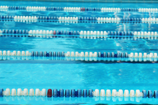 Swimming lanes set up for a swimming competition.  RAW source file.My Personal Collections: