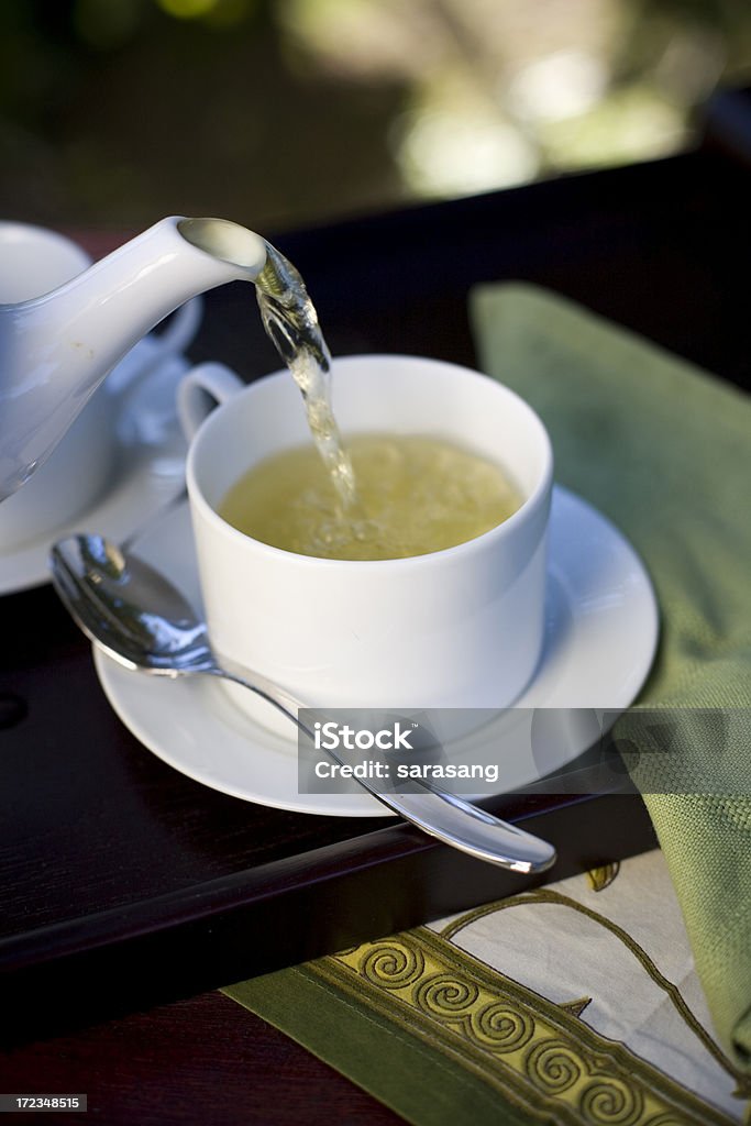 BANDEJA DE TÉ en caoba - Foto de stock de Bandeja libre de derechos