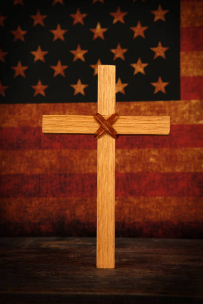 Cross in front of American Flag