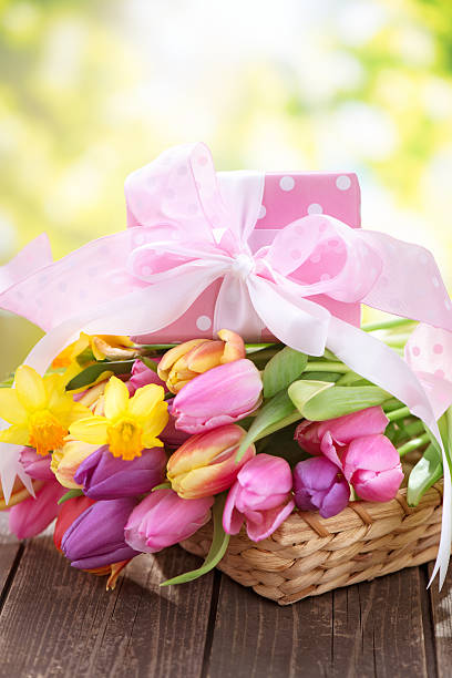 istock Beautiful fresh flower bouquet with a gift box 172348878