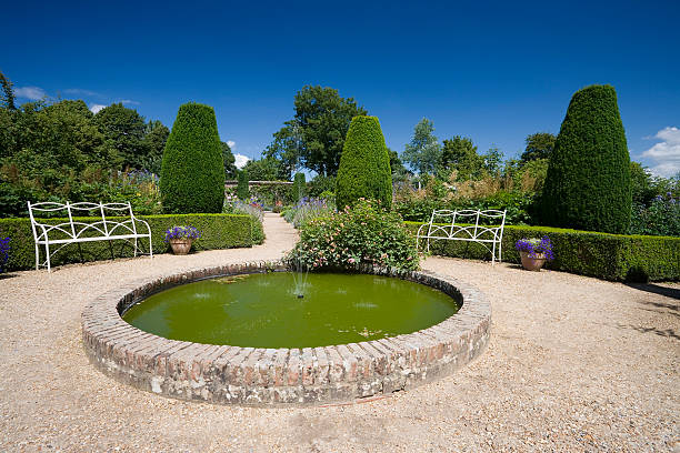 Garden Fountain at Mottisfont  mottisfont stock pictures, royalty-free photos & images