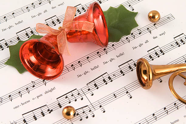 Jingle bells ! Jingle bells partition and lyrics religious celebration audio stock pictures, royalty-free photos & images