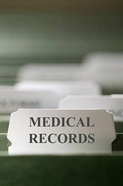 istock Close up Medical Records File Folder Tab in File Cabinet 172349535