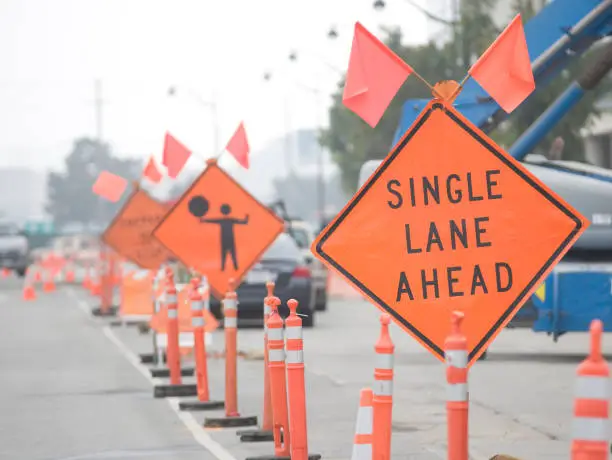 Photo of construction signs