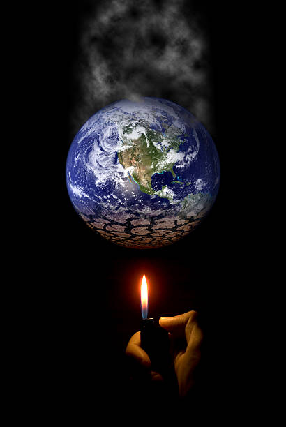 concetto di riscaldamento globale - global warming earth globe warming up foto e immagini stock