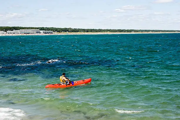 "Ocean kayaker, Ogunquit Beach, Maine."