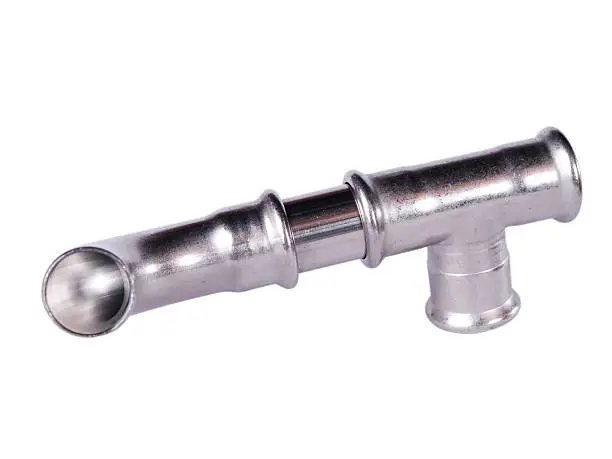 High-grade steel water pipes with white background.