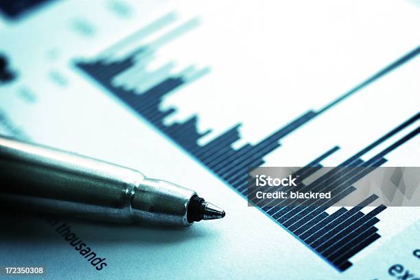 Financial Chart Stock Photo - Download Image Now - Analyzing, Aspirations, Ballpoint Pen