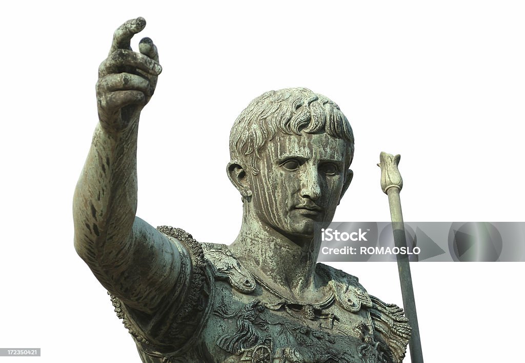 Portrait de César Augustus isolé sur blanc, Rome, Italie - Photo de Adulte libre de droits