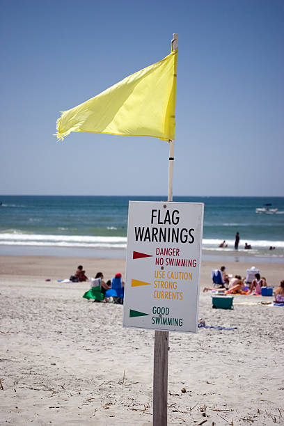 Yellow Beach Flag stock photo