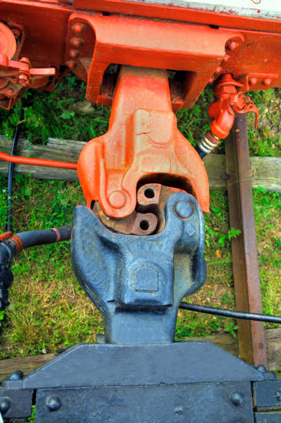 Train Coupling Mechanism Coupling knuckles join two rail cars together coupling stock pictures, royalty-free photos & images