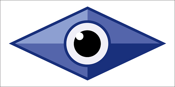 Vector illustration of a blue diamond shaped eye.