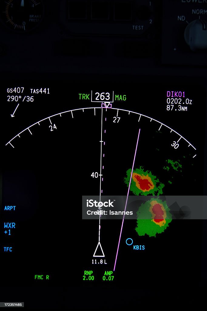 display di navigazione con radar immagine di un temporale - Foto stock royalty-free di Radar
