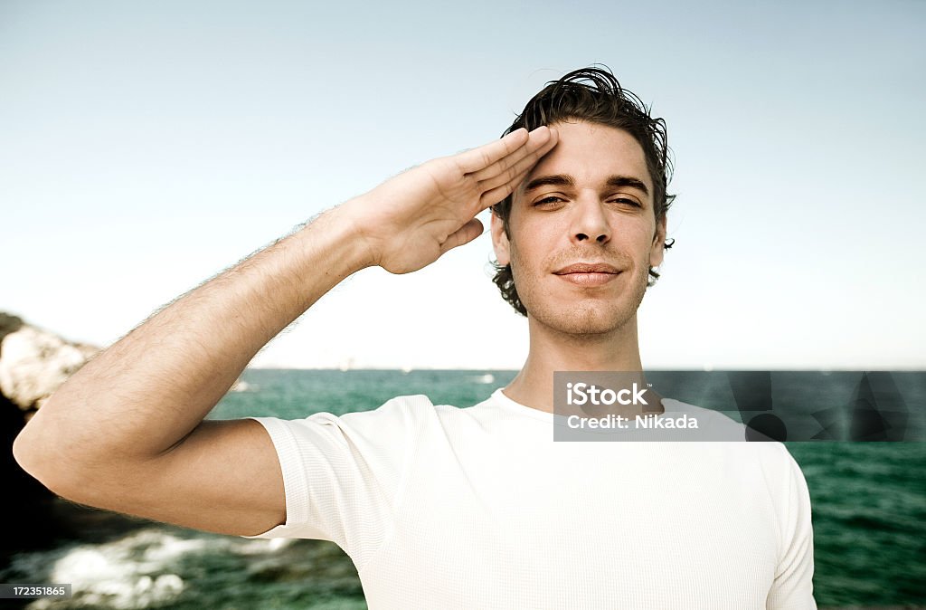 Jovem marinheiro - Foto de stock de Saudar royalty-free