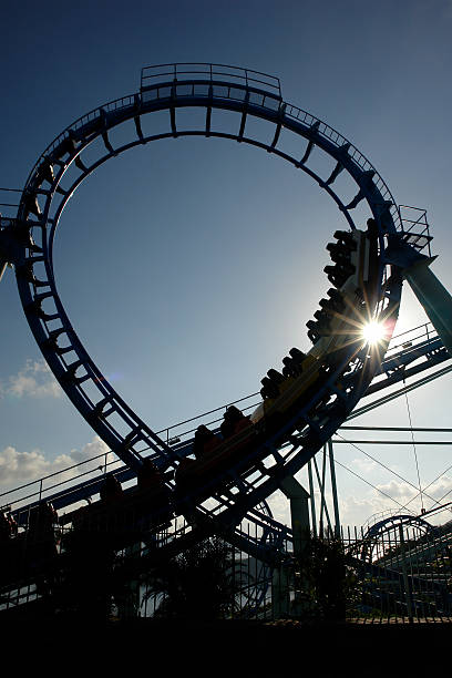 Roller Coaster in Amusement Park stock photo